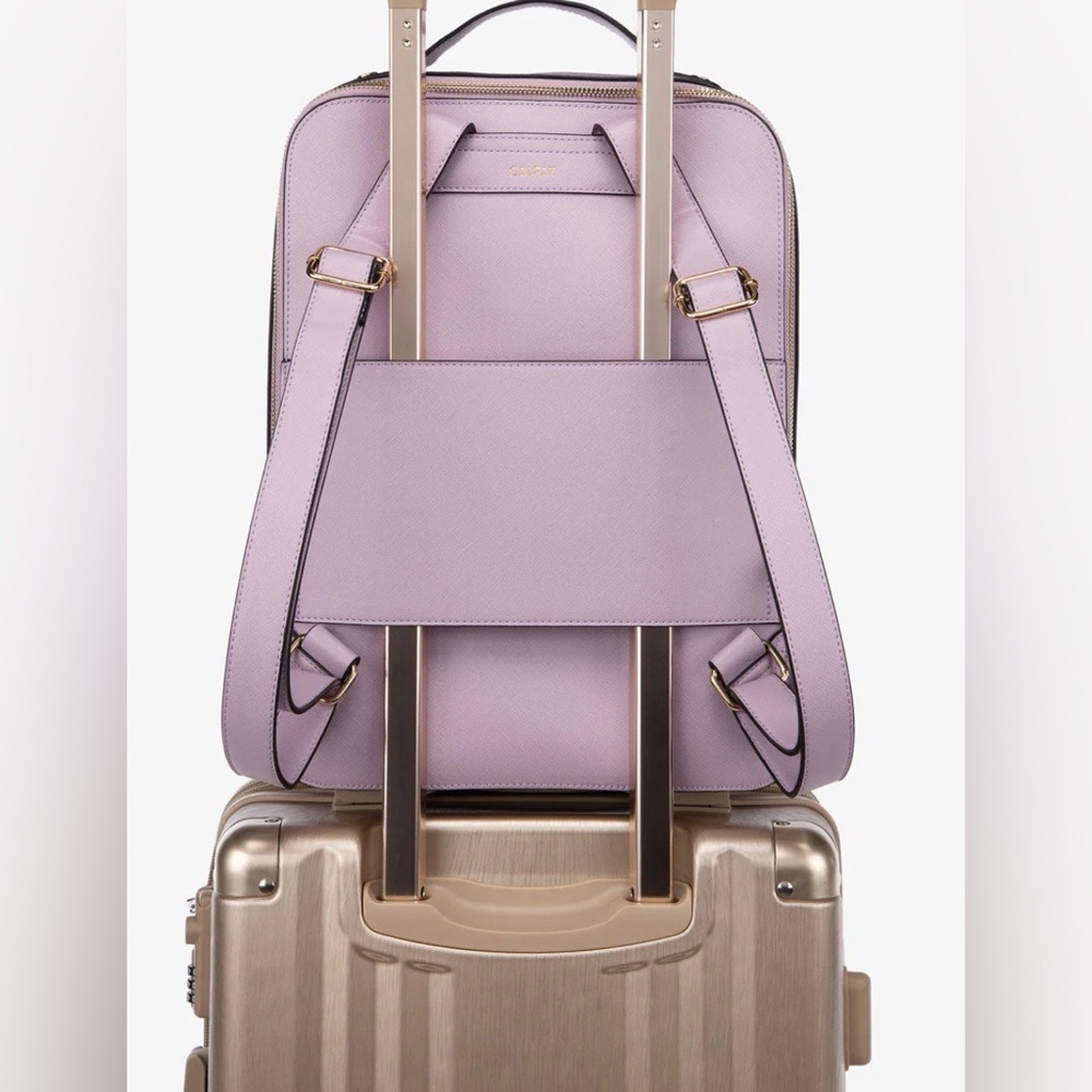 Calpak Kaya 15 inch Laptop Faux Leather Backpack Lavender NWT With Dust Bag $152 - Picture 3 of 16